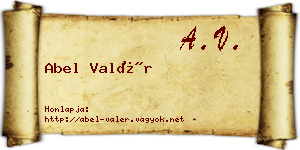 Abel Valér névjegykártya